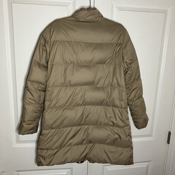 Lauren Ralph Lauren Puffer Coat Womens Tan Mid Long Full Zip Winter Down Filled - Picture 2 of 10